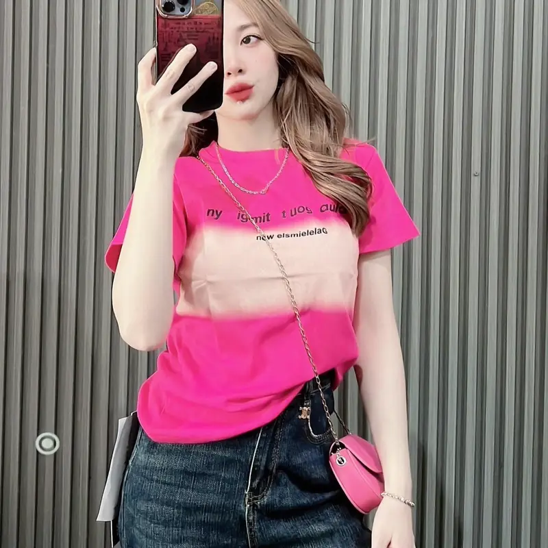 Áo thun nữ dáng ôm borip NY phối màu ngang áo cá tính, trẻ trung, năng động- B14 [Women] Top Cotton Cổ Tròn 2