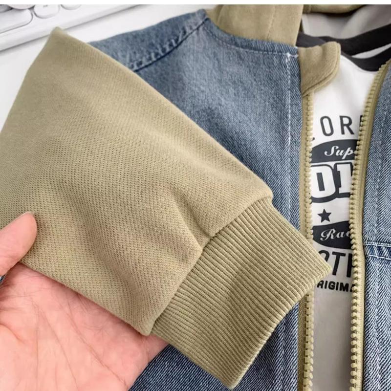 Áo Khoác Denim, Cho Bé Trai, Mùa Xuân Và Mùa Thu, Phong Cách Hàn Quốc, Áo Sơ Mi Có Khóa Kéo Có Mũ Trẻ Em, Áo Thường Ngày Bộ Sưu Tập 19000 Người, Thiết Kế Xếp Ly Cho Trẻ Em, Đẹp Trai Và Sành Điệu, Hàng Mới Về, 2025 7