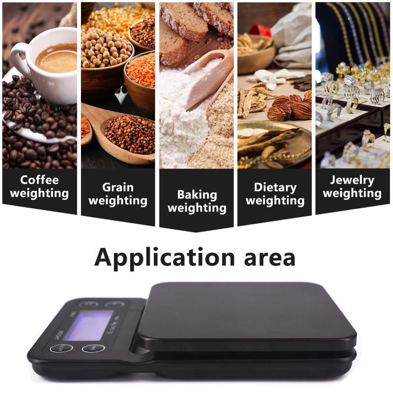 Product Introduction of SG-Stock LED Coffee Scale Mini Timing Kitchen Scale USB Rechargeable 3kg Max Capacity 0.1g Graduations Kitchen Weighing Scale 19