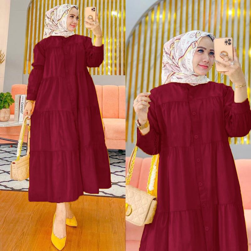 Product Introduction of M889# Factory Direct Muslim Long-Sleeved Cotton Dress Women's Arabic Robe Southeast Indonesia Dress 12