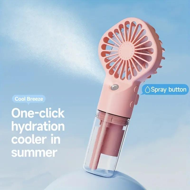 Product Introduction of Portable Rechargeable Handheld Misting Fan, USB Rechargeable Mini Humidifier Fan, Handheld Fan for Travel & Outdoor Use 6