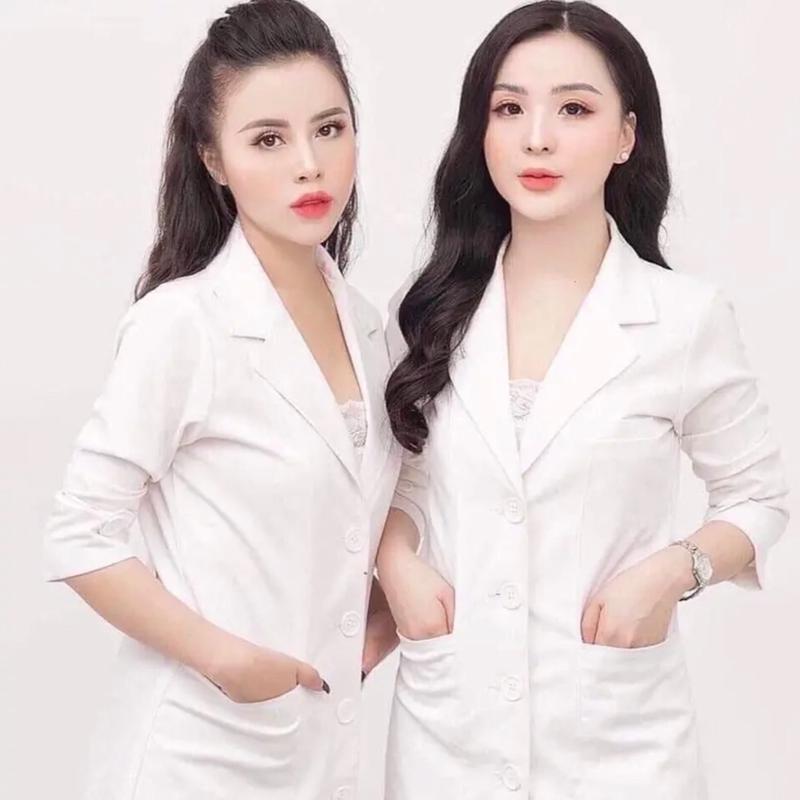 Áo blu trắng, áo bác sĩ  vải cotton lạnh, dày dặn, form đẹp cho bác sĩ, kỹ thuật viên, spa Top Nữ