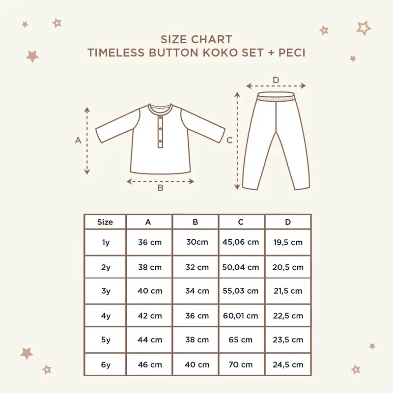 1pcs Little Palmerhaus Timeles Button Koko Set + Peci (Baju Koko Anak Set) 1