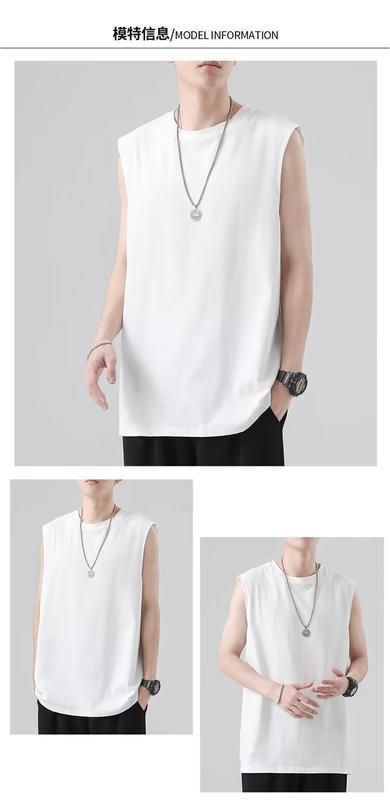 Product Introduction of Summer Solid Color Men's Vest Sleeveless Sports Loose Men's and Women's Same Sleeveless T-shirt 3