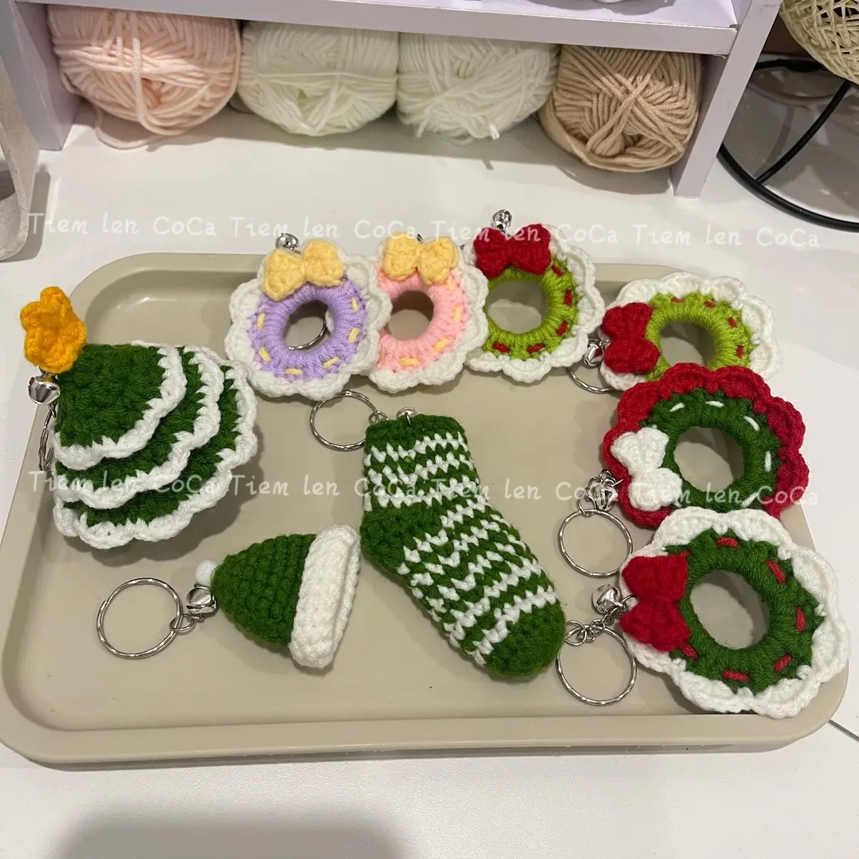 Móc khoá vòng nguyệt quế noel