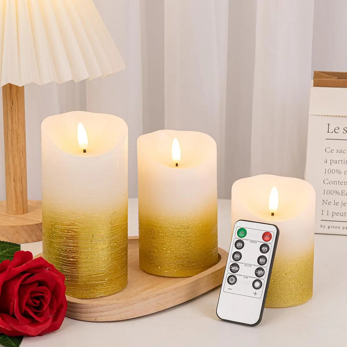 LED Candle Light, 1 Set Battery Powered Flameless Candle with Remote Control, Decorative Candle for Home Living Room Bedroom