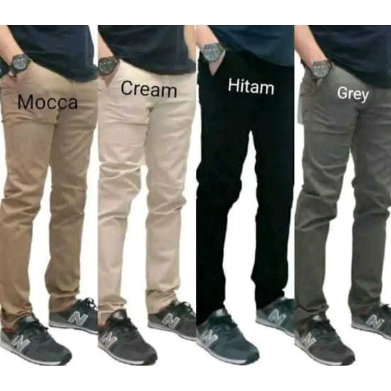 Celana chino panjang pria slim fit kerjaharian santai kasual formal best Polos