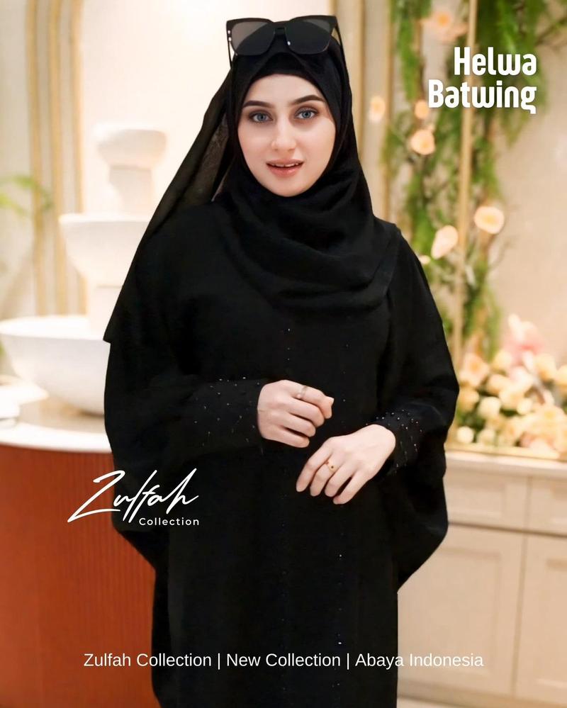 Product Introduction of Zulfah Collection Abaya Hitam Turkey Helwa Batwing Gamis Syari Muslimah Jetblack Hitam. 1