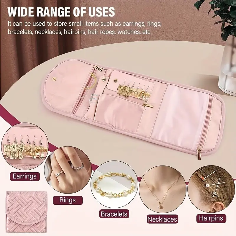 Travel Jewelry Storage Box, 1 Count Multi-functional Jewelry Organizer, Jewelry Storage Bag, Portable Jewelry Organizer for Necklace, Earrings, Bracelet, Ring 7