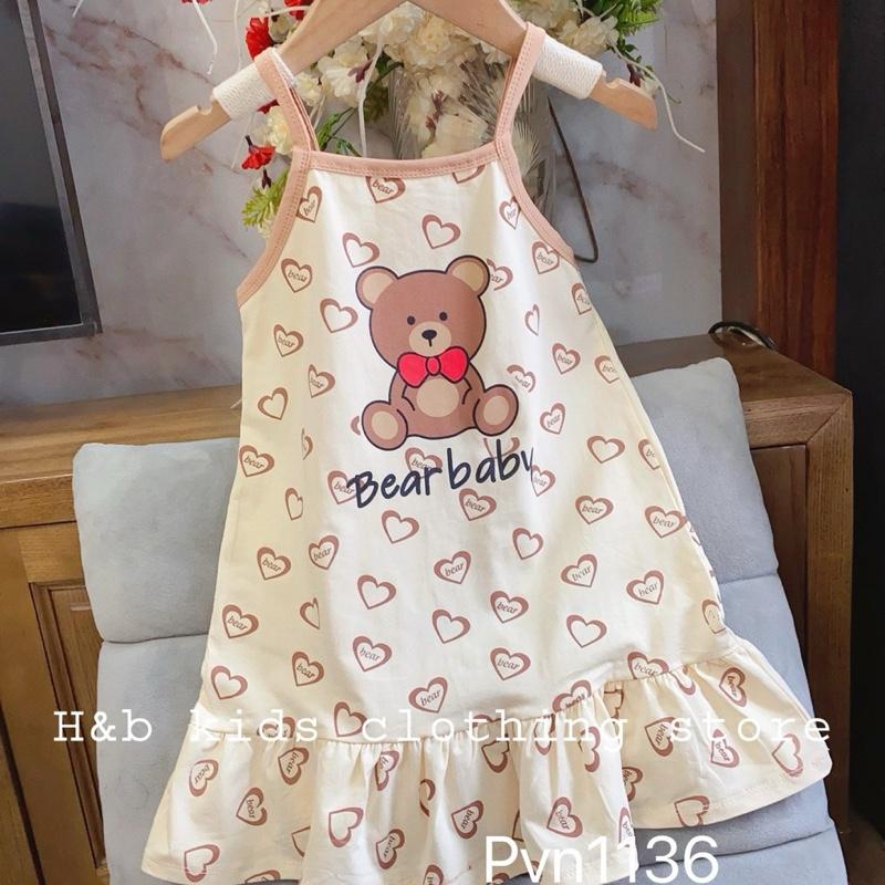 Nakids Váy 2 dây xuông cho bé gái chất liệu cotton, hoạ tiết hình in sắc nét 4