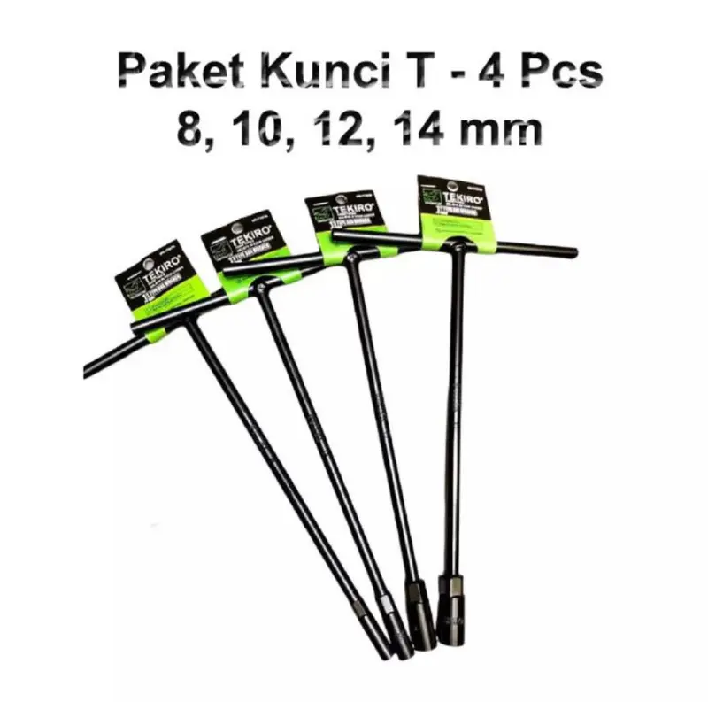 Kunci Sock T TEKIRO Set 4pcs 8 10 12 14 mm Hitam - T Type Box Spanner Black - Kunci Sok Socket Shock 0