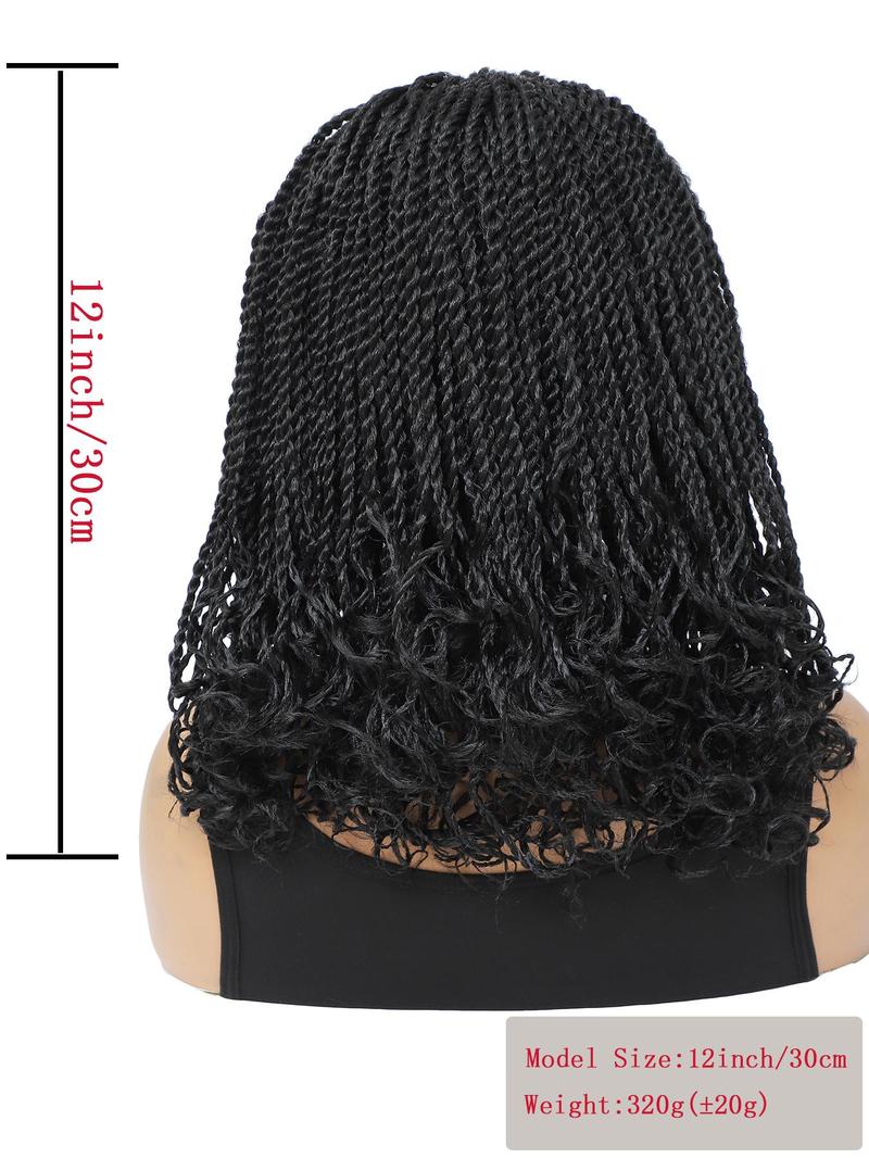 Product Introduction of 12 Inch Short Braided Headband Wigs for Black Women, Heat Resistant Crochet Twist Box Braided Headband Bob Wig, African Synthetic Braiding Hair Headband Wig 1