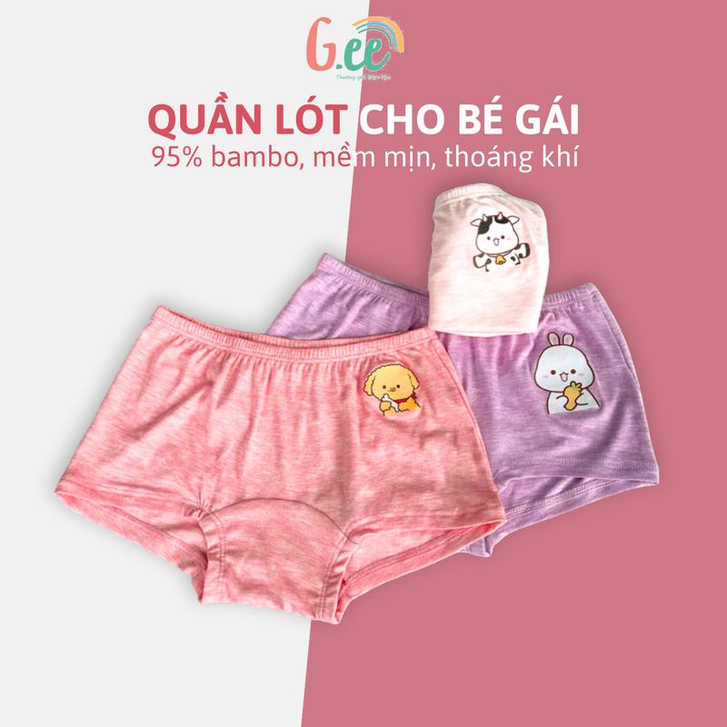 Quần lót bé gái, quần chip đùi cho bé gái, quần bé cho bé gái và mẹ, vải sợi tre mềm mát, kháng khuẩn, lành tính và thấm hút size 10- 75kg, quần chip hình in xinh xắn và dễ thương cho bé gái