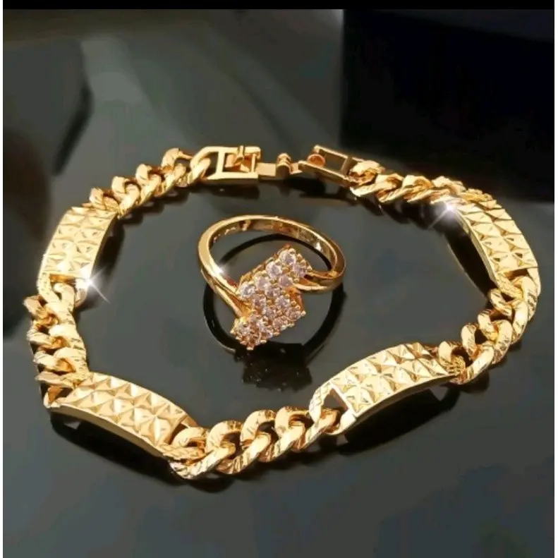 Gelang tangan free cincin model terbaru anti karat anti luntur Perhiasan Perempuan Kulit