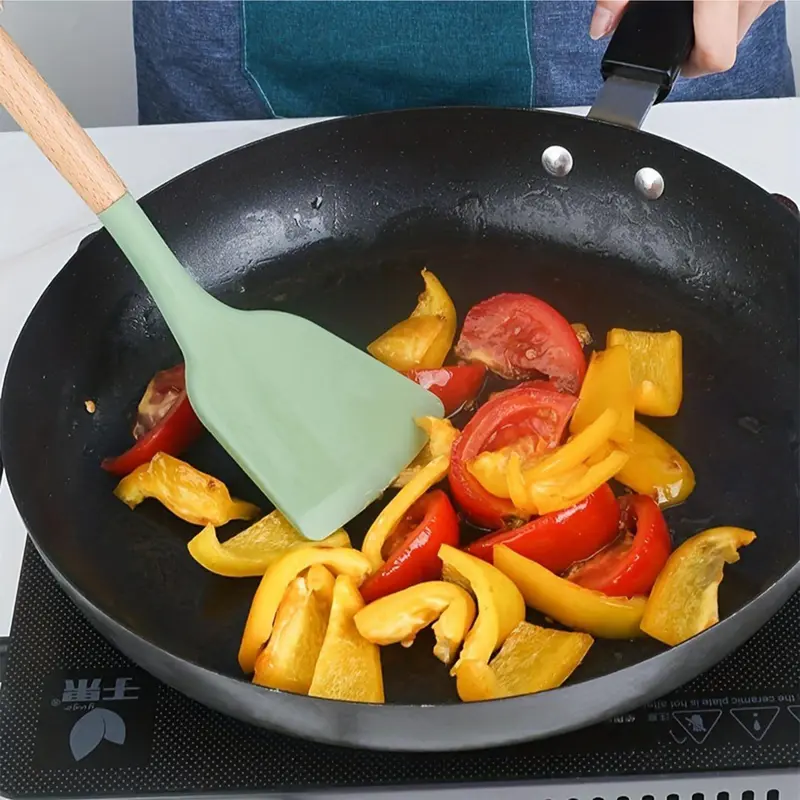 Wooden Handle Silicone Kitchenware Set, 12pcs/set Non-stick Cooking Utensils Set, Kitchen Cooking Utensils Set, Household Kitchen Products 3