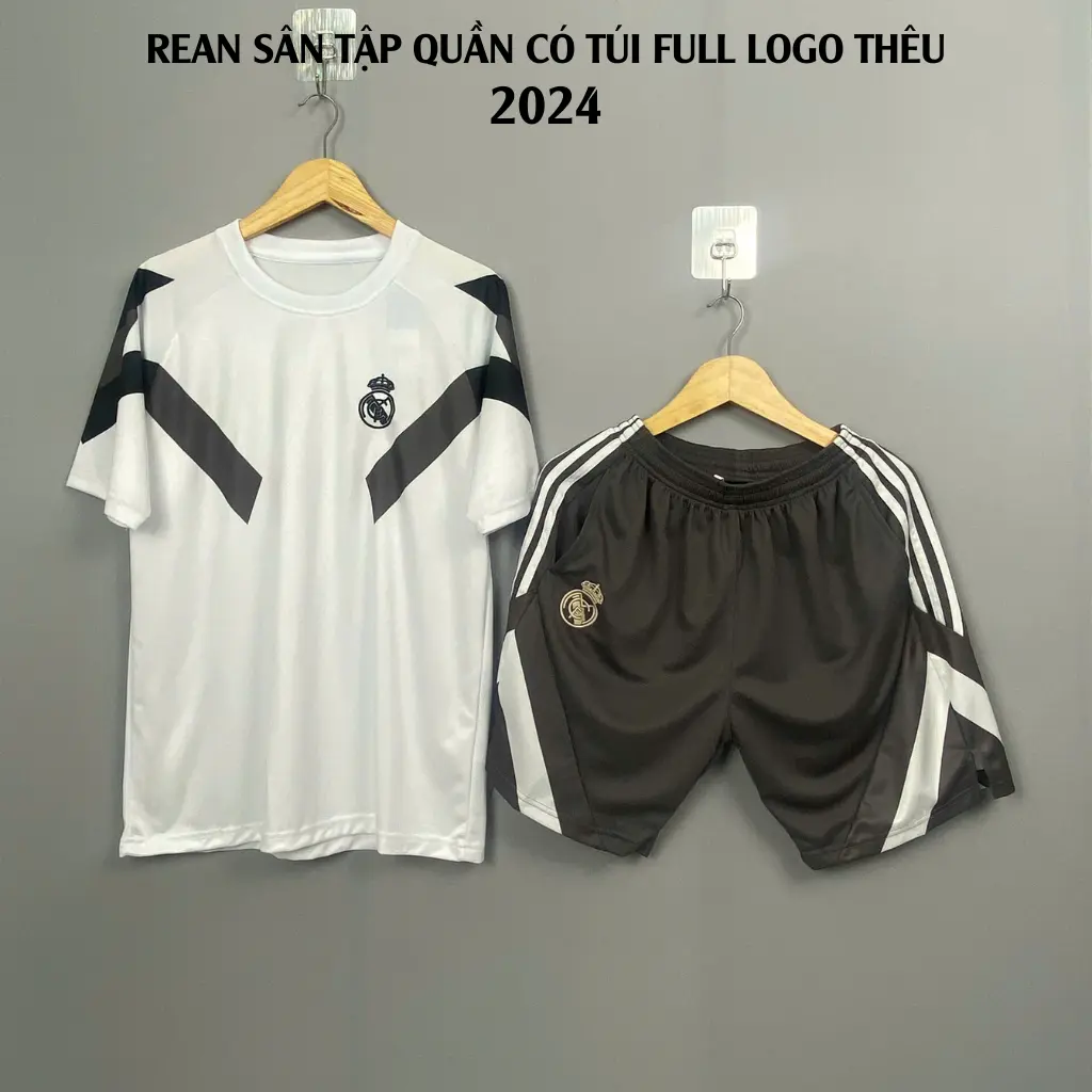 BỘ QUẦN ÁO ĐÁ BÓNG REAN SÂN TẬP VẢI THÁI QUẦN CÓ TÚI FULL LOGO THÊU