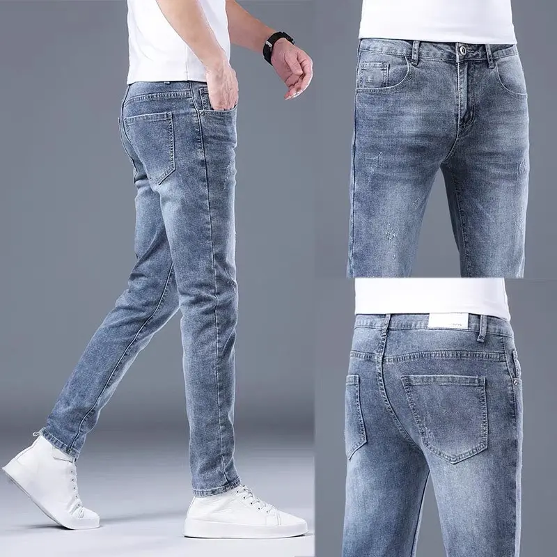 QUẦN JEAN NAM MẪU MỚI VẢI MỀM CO GIÃN DÁNG ÔM NHẸ BODY XANH NHẠT XƯỚC NHẸ 551 X1 Pants Menswear Có Túi