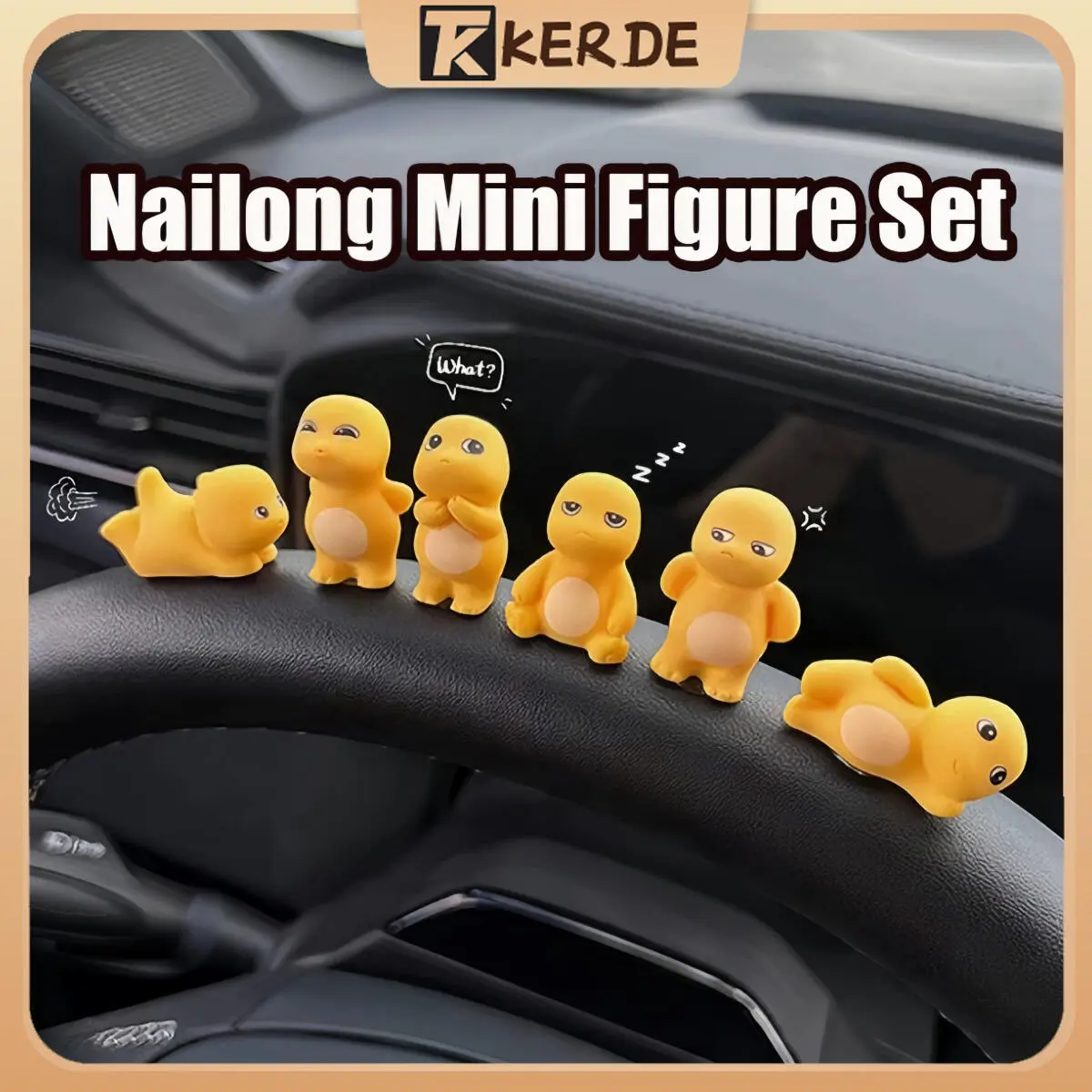 [Kerde] 6 Pcs Nailong Cute Decorations Mini Figure Set Pajangan Nailong Dino Kuning Dasbor Navigation Screen Electric Car