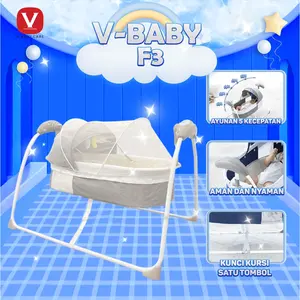 Kasur Ayun Elektrik Bayi (Remote Control gratis, Mainan, Kelambu, Fungsi Bluetooth) VBaby F3