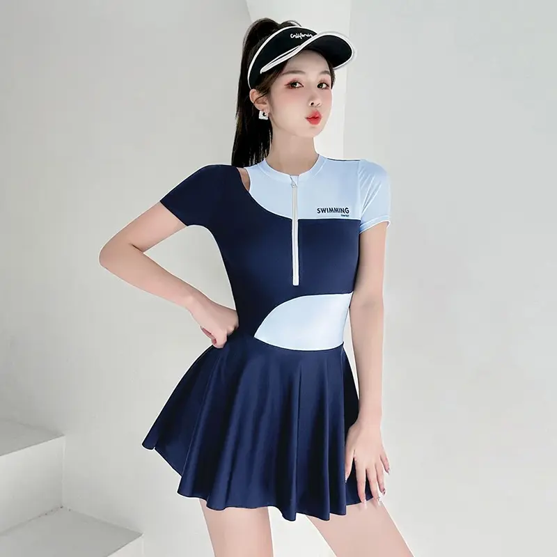 Đồ bơi nữ liền thân dáng váy có đệm ngực kiểu dáng thể thao vải mềm mại co giãn BD0066 4