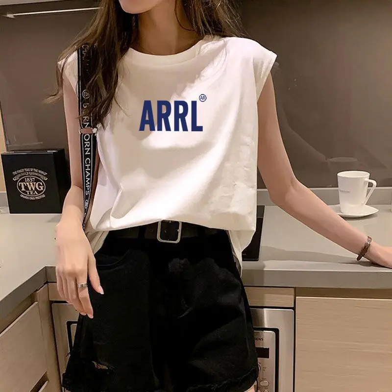 Áo Thun Không Tay Thời Trang Mùa Hè, Dành Cho Nữ, Kiểu Vest, Dáng Rộng Vừa Vặn, Thích Hợp Cho Học Sinh, Áo Thể Thao Bên Trong, Thời Trang, Ins Top Women