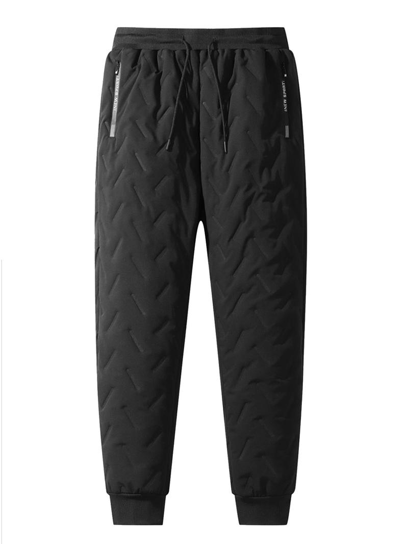 Product Introduction of Men's Pocket Zipper Drawstring Winter Pants, Casual Regular Fit Plain Thermal Lined Trousers, Pants for Men, Men's Clothing Combat Trousers Men 7