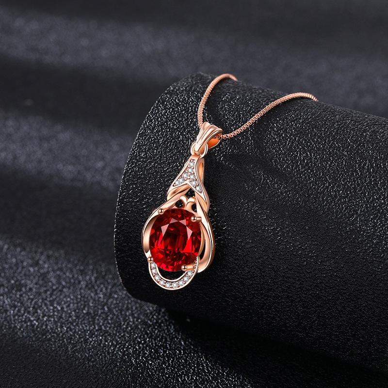Product Introduction of Live Hot Sale Ruby Diamond Jewelry Suit Flower Design Ring Pigeon Blood Red Tourmaline Ear Stud Pendant Necklace 3