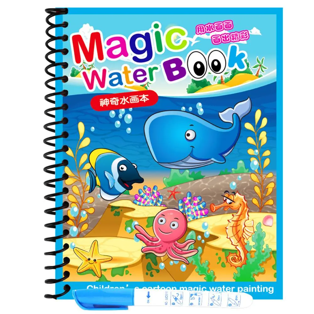Sách Tô Màu Nước, Kèm Cọ, Bảng Vẽ Ma Thuật, Dành Cho Trẻ Em, Đồ Chơi Vẽ Màu, C4U8
