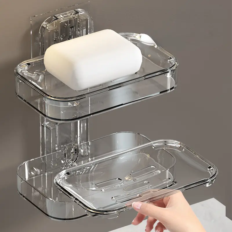 Giá Để Đồ COD-Giá Để Đĩa Xà Phòng, Giá Để Đồ Gắn Tường Cho Phòng Tắm, Phòng Tắm, Hệ Thống Thoát Nước Chịu Lực, Hai Lớp, Không Đục Lỗ, Chịu Tải, Chống Thấm Nước Và Chống Ẩm Mạnh, Phiên Bản Mới Nhất HUGME 0