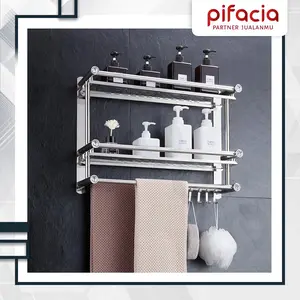 PIFACIA Rak Kamar Mandi Gantung Handuk Sabun Stainless Steel Free Mur Baut