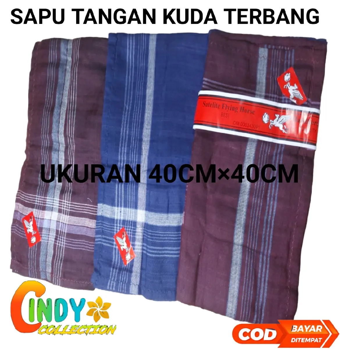 6 PCS KUDA TERBANG SAPU TANGAN PRIA CAP KUDA TERBANG