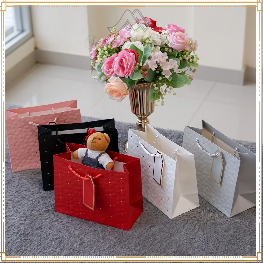 [PREMIUM] Paper Bag Emboss Motif Bunga Horizontal Goodie Bag Tas Hadiah ...