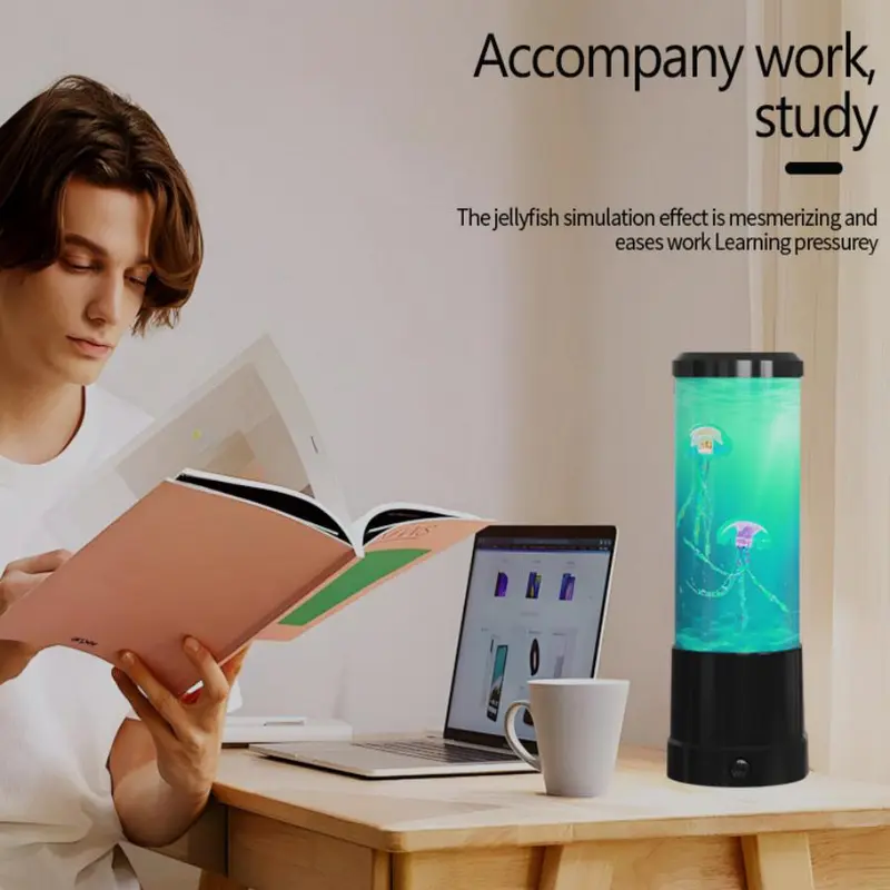 Jellyfish Design USB Powered Night Light, 1 Count Color Changing Aquarium Light, Desk Lamp for Home Room Bedroom Office, Home Decor 2