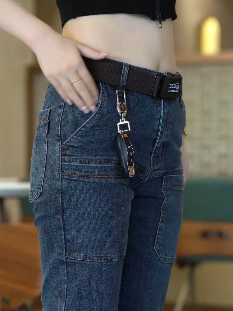 Product Introduction of Stretch Men's Jeans All-Matching Straight Six Pockets Pocket Casual Pants New Chinese Trousers 11