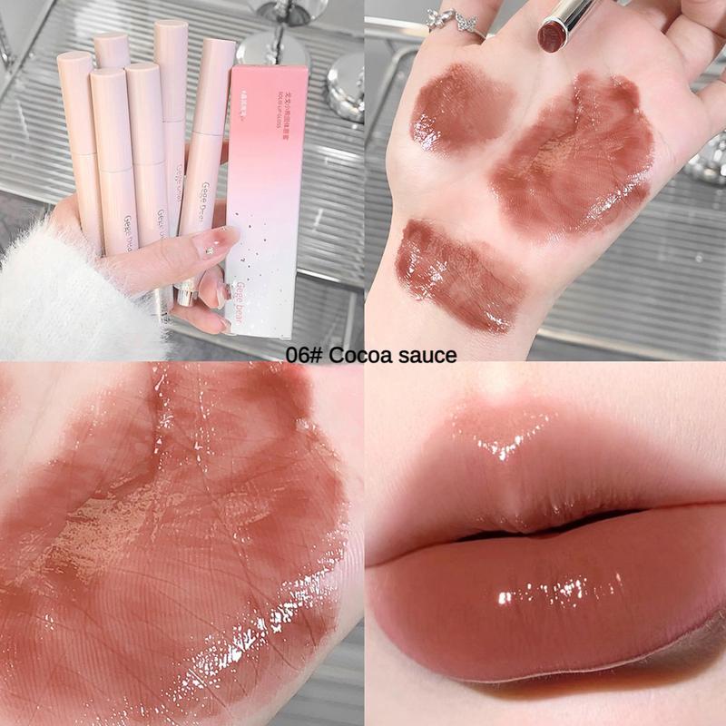 Gege Bear Jelly Solid Lip Gloss Cute Hydrating Mirror Red Brown Lipstick Clear Moisturizing Lips Tint Nature Nude Lip Makeup Cosmetics 8