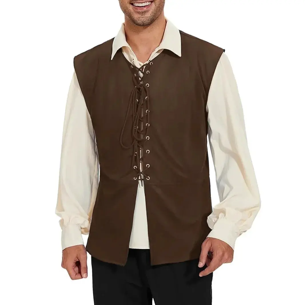 Medieval Renaissance Pirate Gothic Steampunk Laced Vest Men's Fashion ...