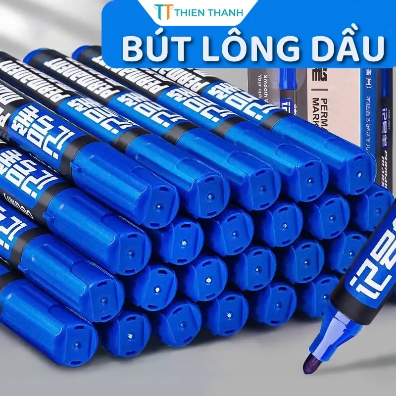 Bút Lông Dầu Không Xóa Được Chống Thấm 3 Màu Đen Xanh Đỏ Mực Đều Bám Dính Tốt Văn Phòng Phẩm Giá Rẻ