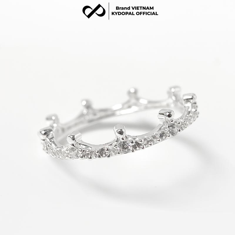 Nhẫn bạc 925 KYDOPAL cá tính hình vương miện đính đá cao cấp trang sức bạc nữ Ý - 9N24