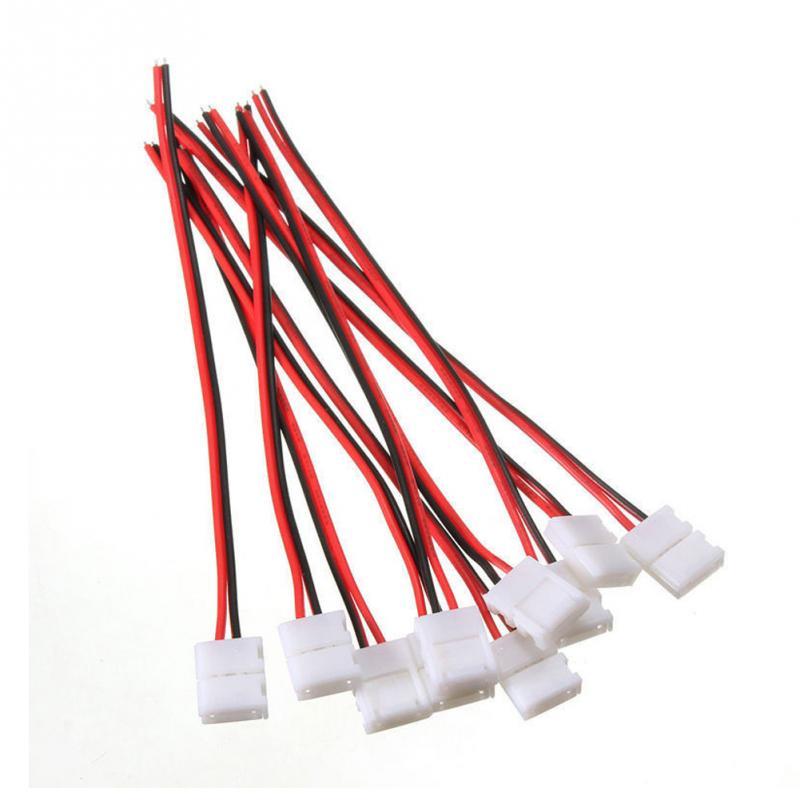 10/20pcs lot No Soldering 2 Pin Led Strip Connectors 8 MM 10 MM Power Wire Connector for 2835/5050 Led Strip Wire PCB Ribbon 1