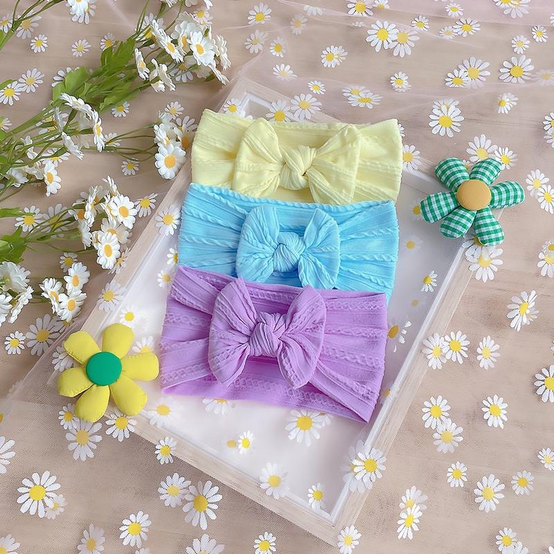 Product Introduction of Solid Color Soft Nylon Elastic Baby Headband Bows Knotted Newborn Baby Girl Headbands Hair Accessories Girls Haarband 25