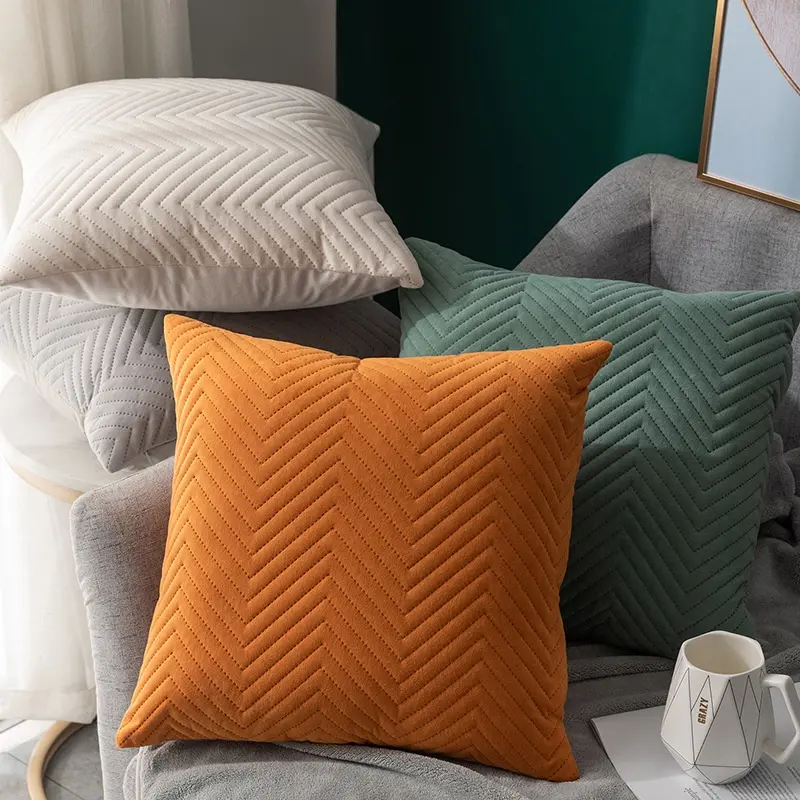 Vỏ Gối Ghế Sofa Nhồi Bông Bằng Nhung, Chất Lượng Cao, Thiết Kế Kẻ Sọc, Thanh Lịch Và Mềm Mại, Trang Trí Ném, 45CM, Thích Hợp Cho Gia Đình Và Phòng Khách, Vỏ Gối, Không Bao Gồm Vỏ Gối