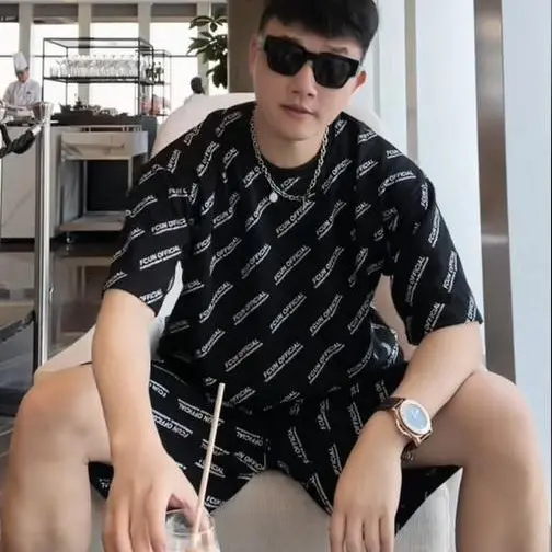 Bộ Thun UNISEX NAM NỮ 2024 SIZE 45KG - 140KG,in chữ toàn thân trẻ trung phong cách Áo Cotton Menswear Tre Quần 0