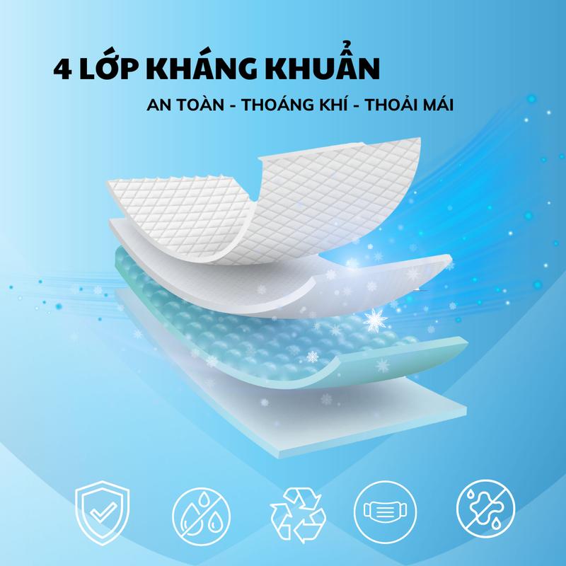 500Cái (tặng 20 cái) 4 LỚP Kháng Khuẩn Cửu Long Vie Mask Túi Zip 20cái/túi Khẩu Trang 5D   khautrang daydep 1