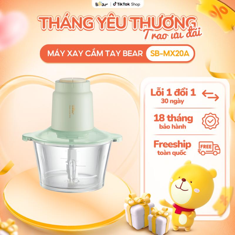[Ưu Đãi Sốc] Máy Xay Thịt Đa Năng BEAR 1,8L Cối Xay Thịt Máy Say Thịt Máy Xay Tỏi Ớt Tiêu Hành Cua Cá Xay Khỏe SB-MX20A
