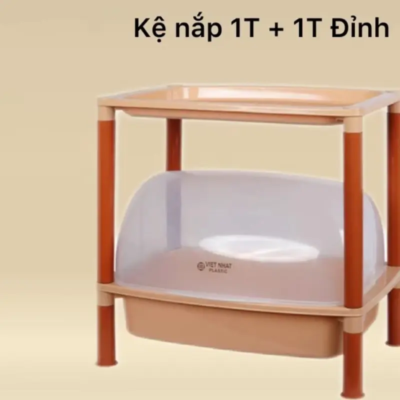 Kệ úp chén, bát 2 tầng + 1 Tầng đỉnh có nắp đậy nhựa Việt Nhật NH147 - Nhà Bếp - Kitchen hop dung bep a du 7