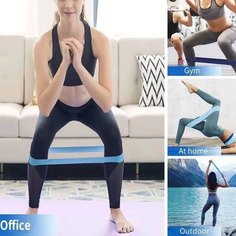 Product Introduction of Sports Elastic Band Blue Fitness Women's Tension Resistance Band Beginner Tight Squat Hip Elastic Force Circle Strain Relief Bushing 1