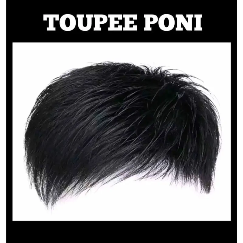 Toupee Rambut Pendek Pria untuk penutup Botak 4