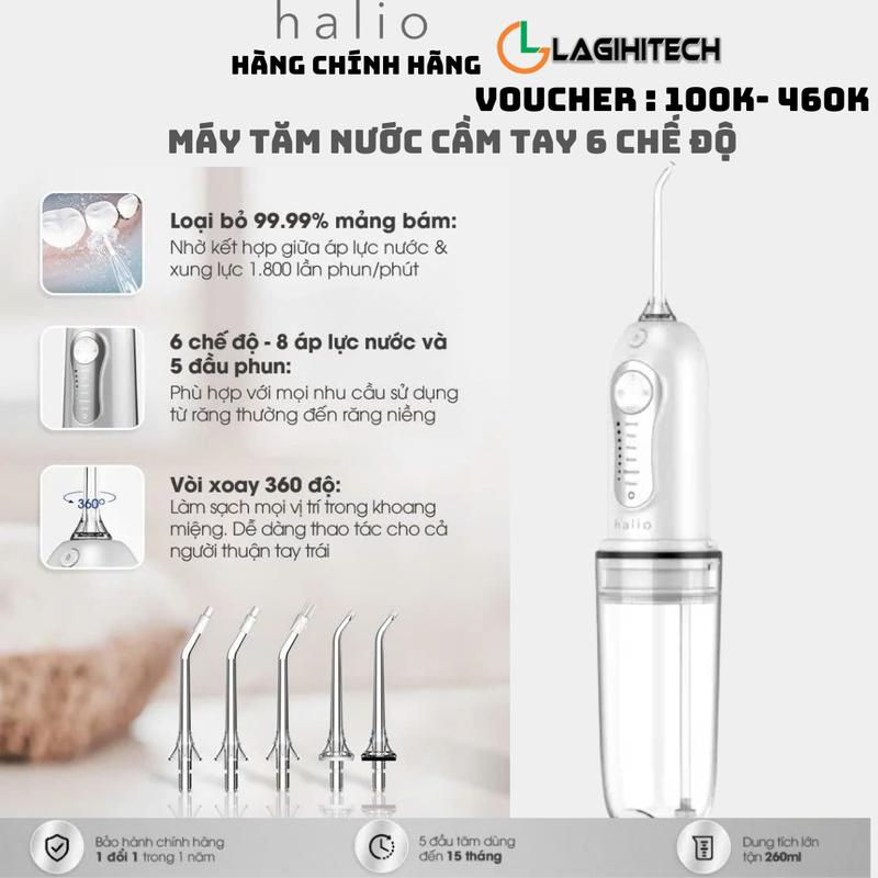 (LAGIHITECH) Máy Tăm Nước Cầm Tay Halio Professional Cordless Oral Irrigator - Hàng Chính hãng ,Bảo Hành 1 Năm