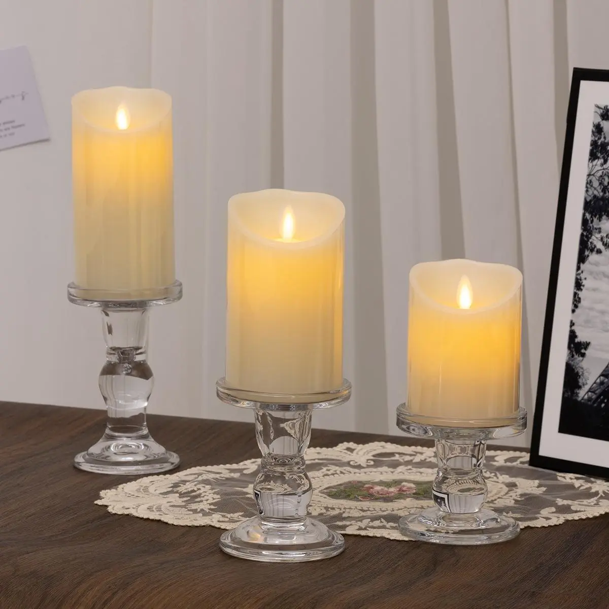 Glass Candle Holder without Candle, 1/3 Counts/set Elegant Candle Holder, Decorative Candle Holder for Wedding Ceremony & Home Decor, Ornaments