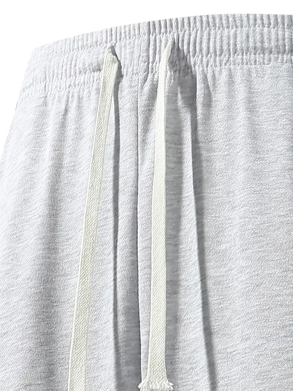 Men's Solid Drawstring Waist Sweatpants, Casual Comfy Breathable Jogger Pants for Daily Wear, Men's Trousers for All Seasons, Beige 4